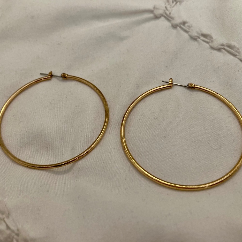 Large Gold Hoops - Picture 2 of 3